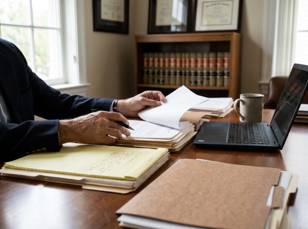 Defense attorney consulting with a client about a DWI charge in Downtown San Antonio